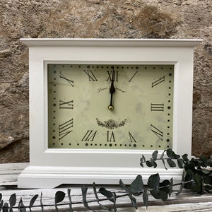 Nostalgic grandfather clock square white - height 25 cm
