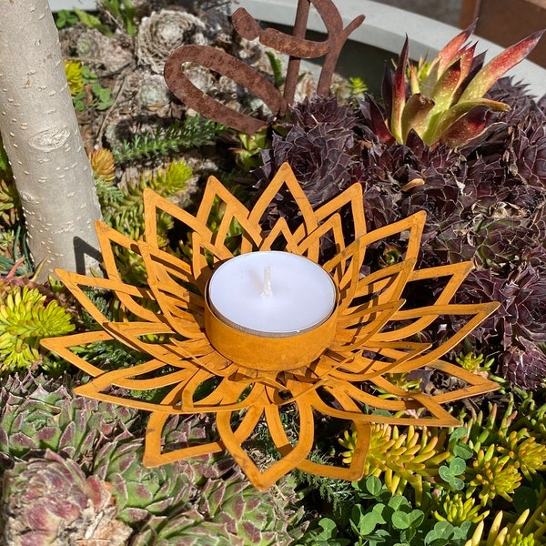 Rostoptik Blüte offene Form spitz für Teelichter