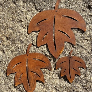 3tlg. Edelrost Ahornblatt zum Hängen Herbst Garten Deko Rost