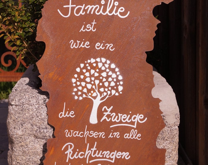 Edelrost Tafel Risse mit Spruch Familie ist wie ein Baum Etsy.de