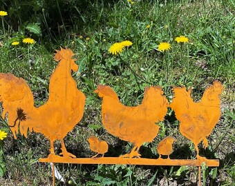 Rostoptik Stecker Hühnerfamilie - Länge 40 cm Ostern Bauernhof