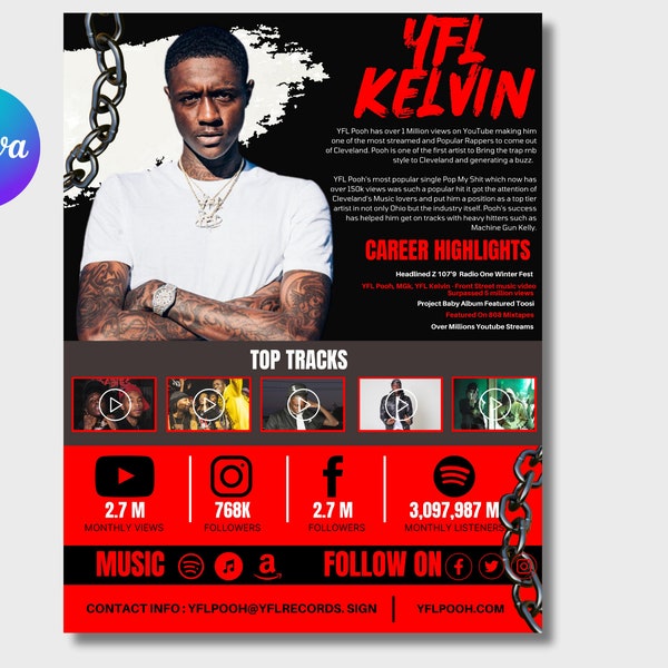 Electronic Press Kit | Media Kit Template for Musicians | Press Kit for Music Artists | EPK | 2 Page Media Kit | Music EPK | Press Kit