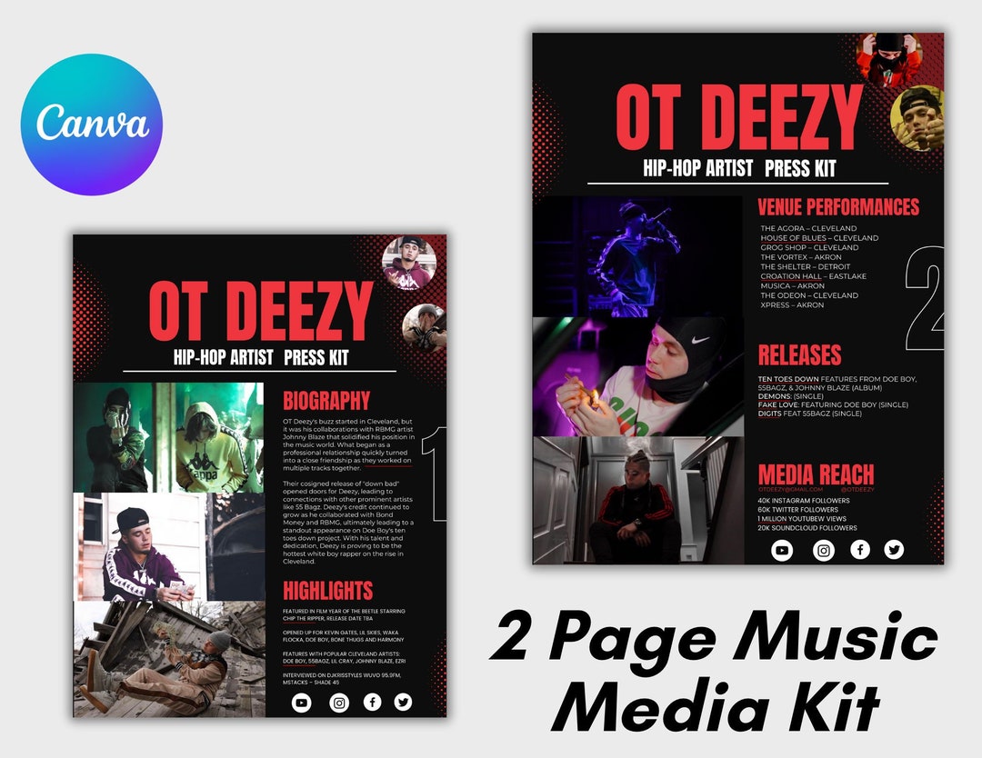 Electronic Press Kit | Media Kit Template for Musicians | Press Kit for ...