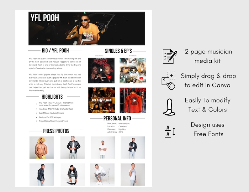 Electronic Press Kit | Media Kit Template for Musicians | Press Kit for ...