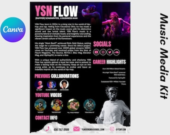 Electronic Press Kit | Media Kit Template for Musicians | Press Kit for Music Artists | EPK | 1 Page Media Kit | Music EPK | Press Kit