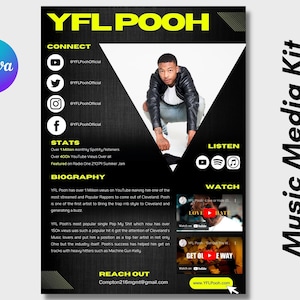 Electronic Press Kit | Media Kit Template for Musicians | Press Kit for Music Artists | Media Kit | Music EPK | Canva Template