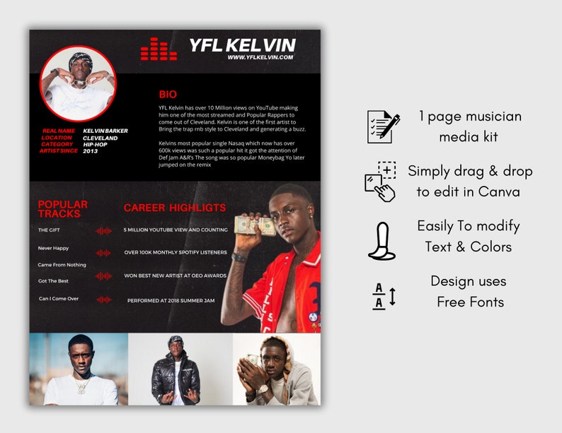 Electronic Press Kit | Media Kit Template for Musicians | Press Kit for ...