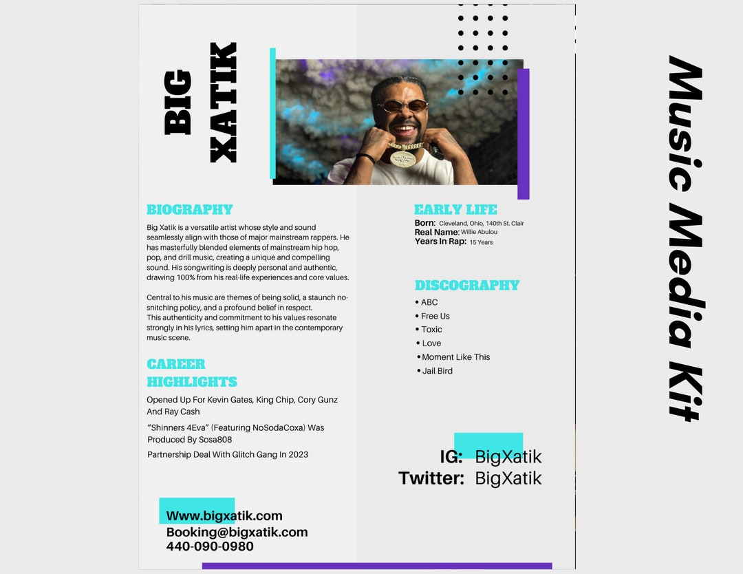 Electronic Press Kit Media Kit Template for Musicians Press Kit for