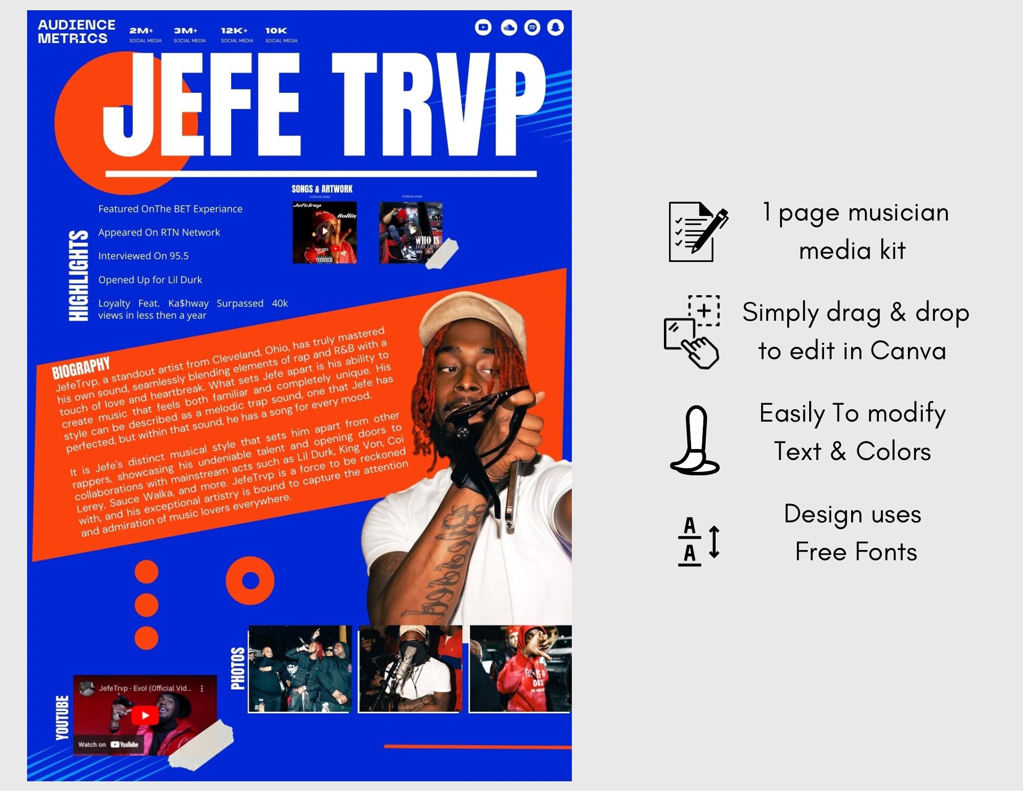Electronic Press Kit | Media Kit Template for Musicians | Press Kit for ...