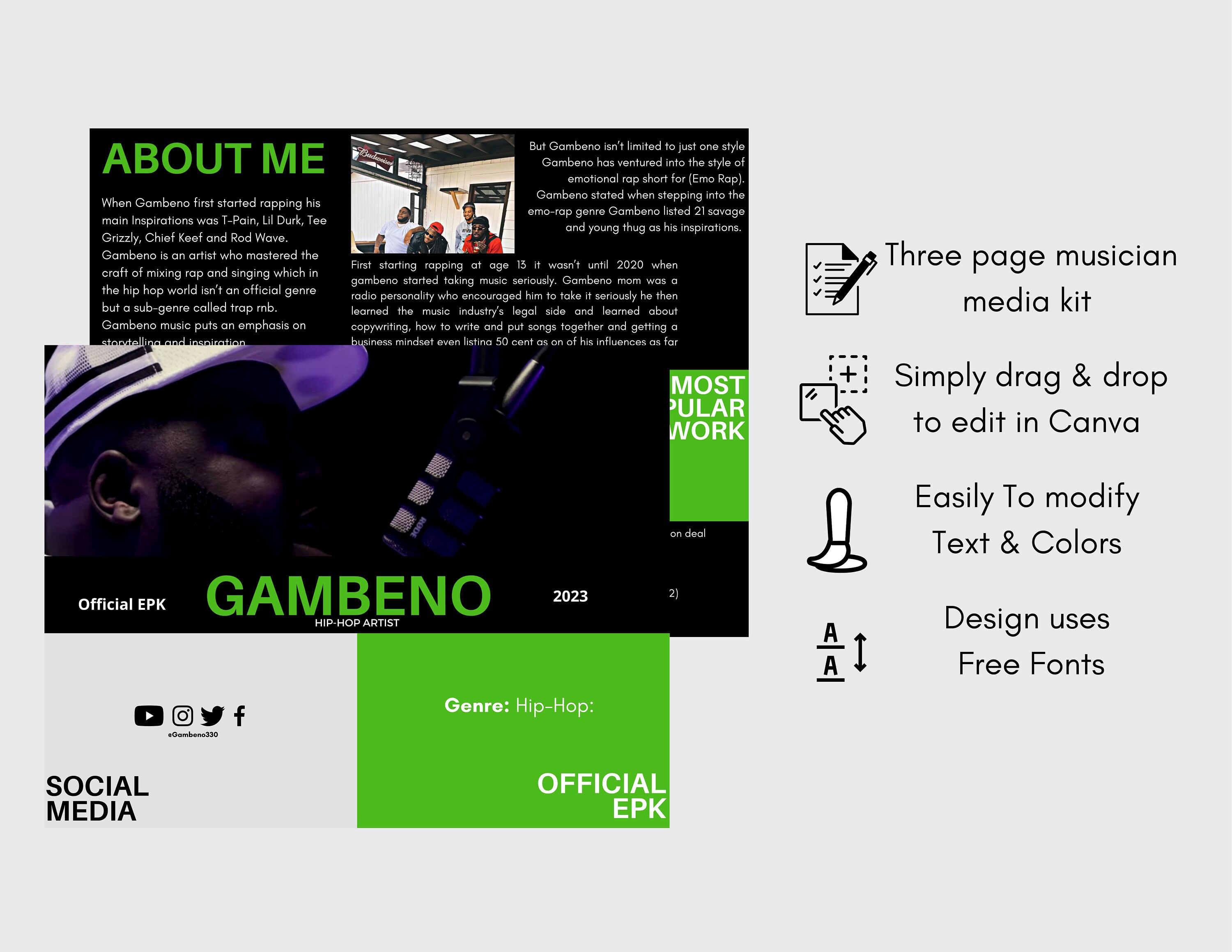 Electronic Press Kit | Media Kit Template for Musicians | Press Kit for ...