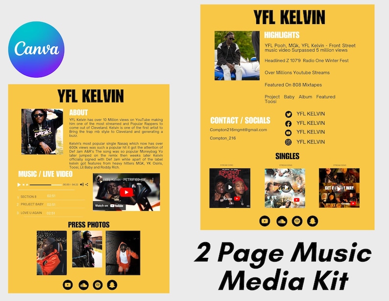 Electronic Press Kit Media Kit Template for Musicians Etsy