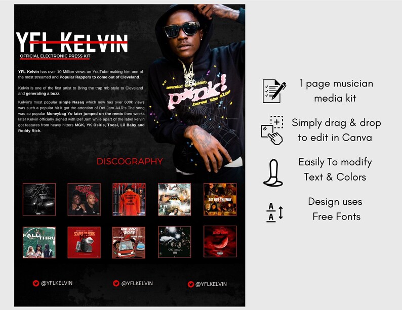 Electronic Press Kit | Media Kit Template for Musicians | Press Kit for ...