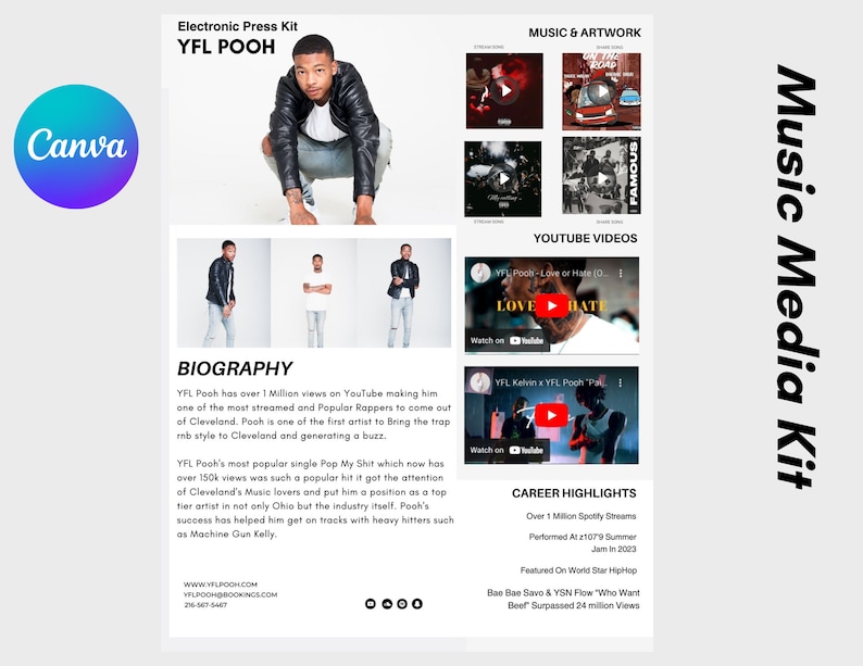 Electronic Press Kit | Media Kit Template for Musicians | Press Kit for ...