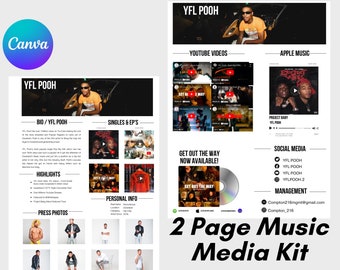 Electronic Press Kit | Media Kit Template for Musicians | Press Kit for Music Artists | EPK | 2 Page Media Kit | Music EPK | Press Kit