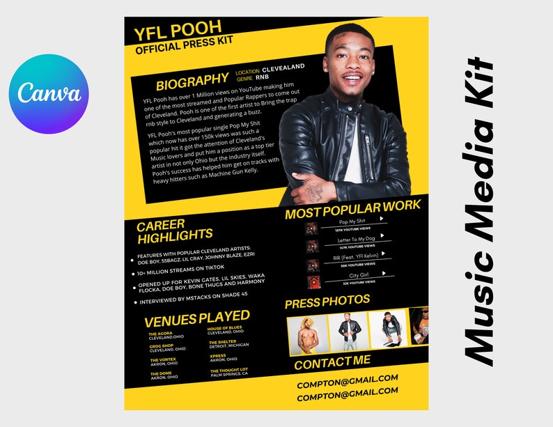 Electronic Press Kit Media Kit Template for Musicians Press Kit for