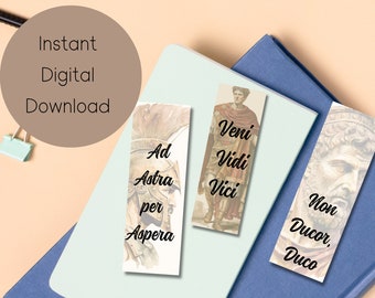 Printable Latin bookmarks | Digital download Latin language | Gift for Latin student or teacher | Gift for booklover, reader | Ancient Rome