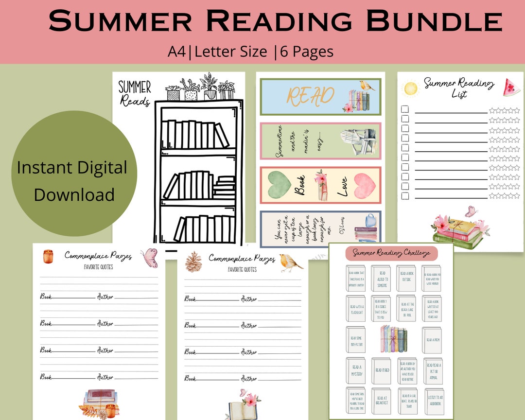 Reading Log, Summer Reading Log, Reading Bundle, Reading Challenge ...