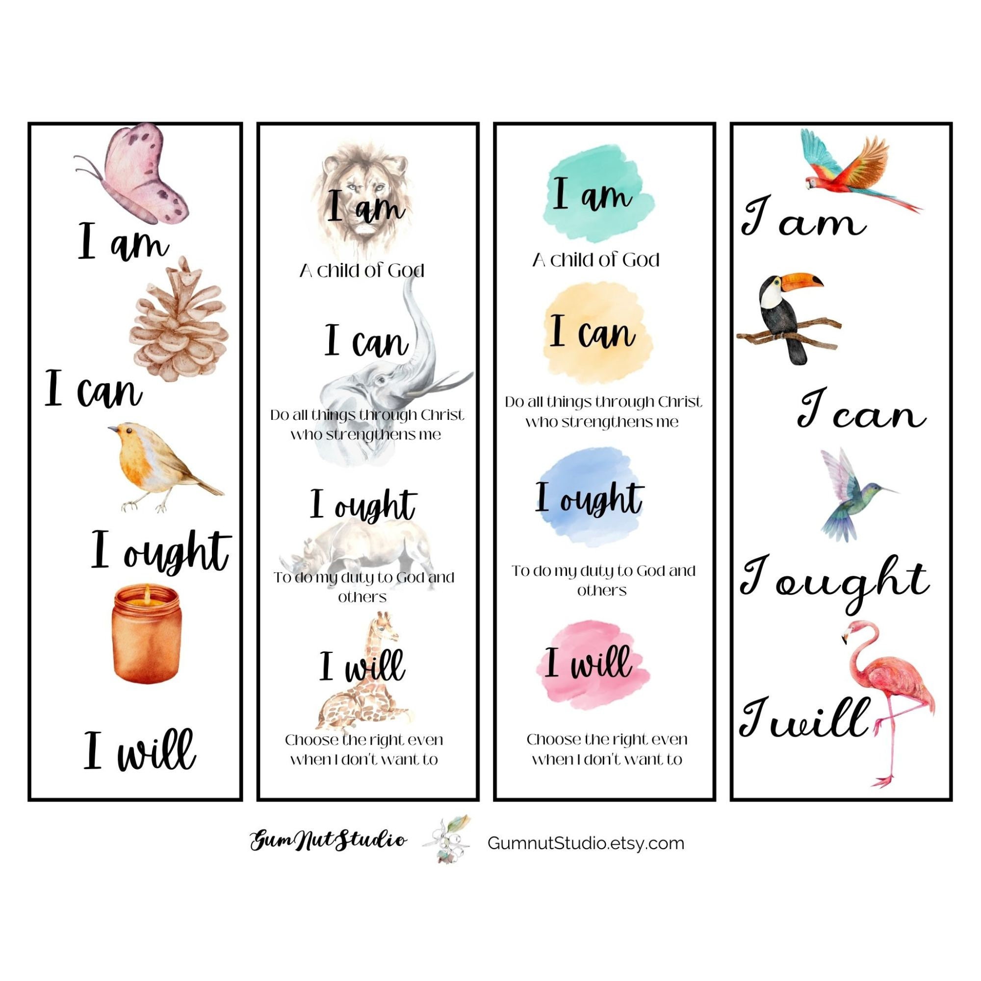 Digital download printable Christian education bookmark Charlotte Mason quote I am, I can, I ought, I will