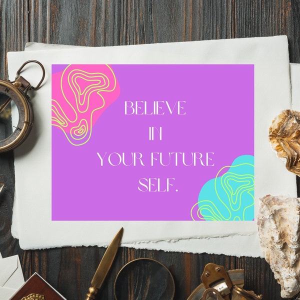 Believe In Your Future Self- Positive Postcard- Illustrated Postcard-Positive Postcards-Motivational gift-Postcard Set