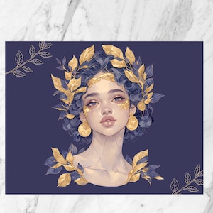 Cartolina// Dea greca/ Cartolina per lei/ Cartolina illustrata/ Ragazza illustrata/ Arte greca