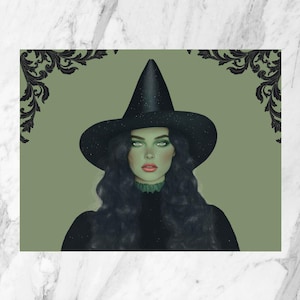 Wicked Postcard| Elphaba Postcard| The Wizard of Oz Postcard| Greeting Card| Scrapbook| Disney Villain&#39;s| Illustrated Postcard