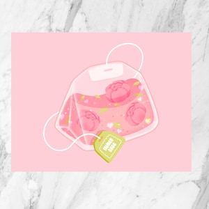 Carte postale kawaii | Impression d'art kawaii | Carte postale mignonne|Carte postale rose | Carte de voeux| Album| Correspondant |Carte postale illustrée| Carte postale colorée