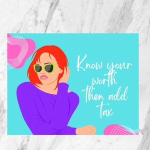 Conozca su valor y luego agregue impuestos - Postal ilustrada - Postcrossing - Postales positivas - Regalo motivacional - POSTALES - Impresión artística