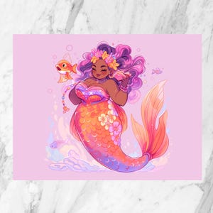 Carte postale de sirène| Sirène grande taille | Carte postale kawaii | Carte de voeux| Album| Correspondant |Carte postale illustrée| Carte postale colorée