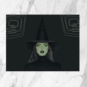 Wicked Postcard| Elphaba Postcard| The Wizard of Oz Postcard| Greeting Card| Scrapbook| Disney Villain&#39;s| Illustrated Postcard
