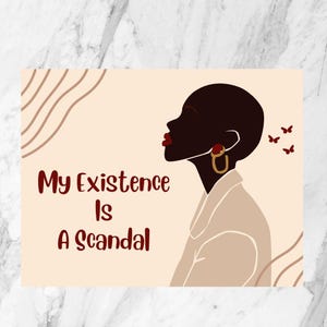 cartão inspirador cartão postal | feminista cartão postal | Mini Estampa Motivacional | Citações encorajadoras coloridas cartão postal | Arte de garota negra