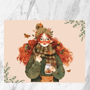 Briefkaart| Postkaart met huisjes | Herfstbriefkaart | Wenskaart| Plakboek| Pennevriendje | Gezellige ansichtkaart| Geïllustreerde briefkaart| Herfstbriefkaart