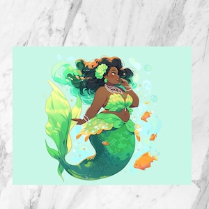 Carte postale de sirène| Sirène grande taille | Carte postale kawaii | Carte de voeux| Album| Correspondant |Carte postale illustrée| Carte postale colorée
