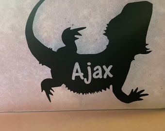 Pet name tank decal. Bearded Dragon, Chameleon, iguana, Leopard Gecko, Turtle, & others