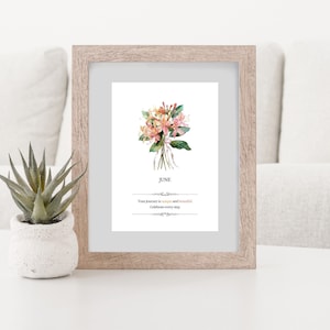 June Birth Flower Watercolor Digital Wall Art, Printable Motivational Gift, Honeysuckle Downloadable Poster