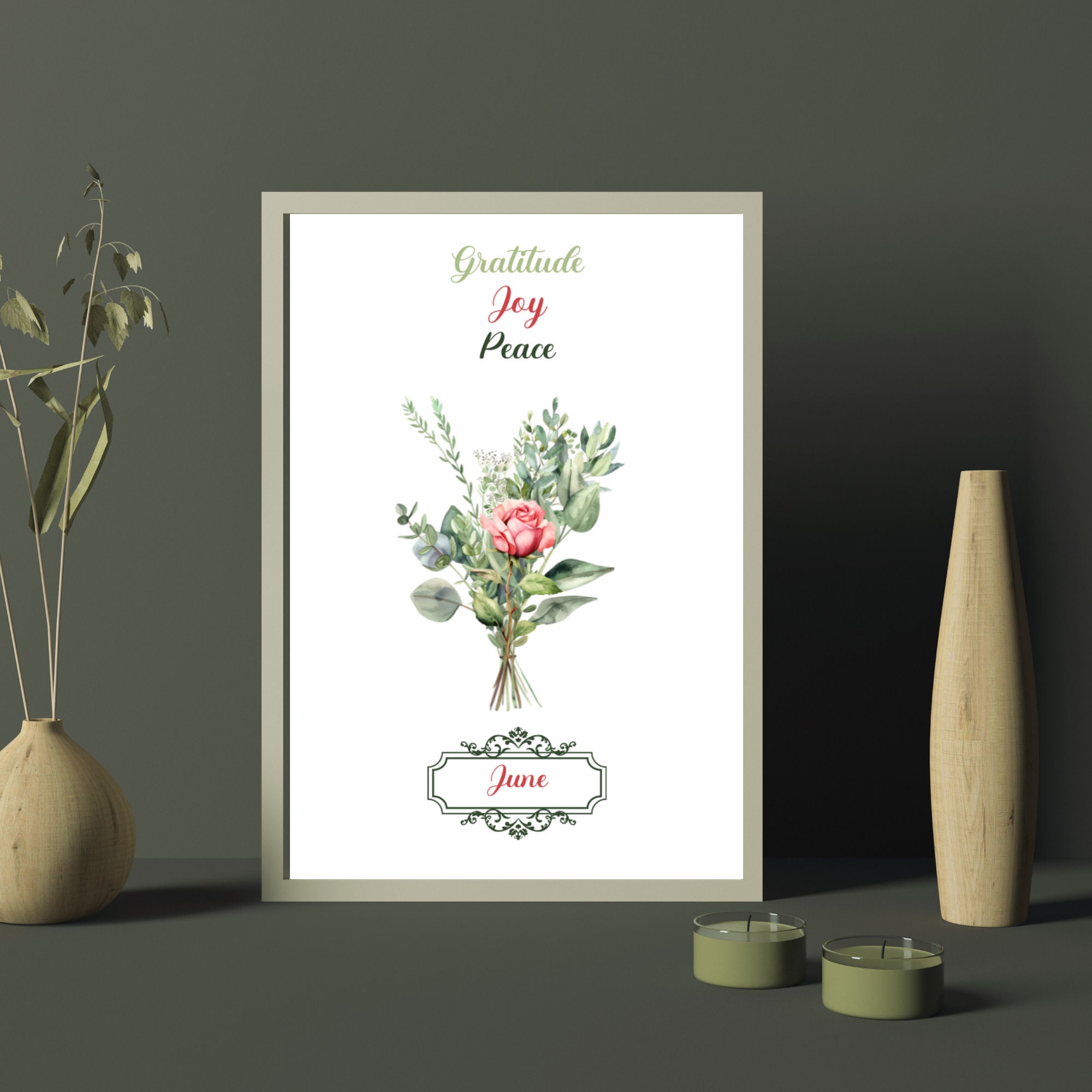 June Birth Flower Watercolor Digital Wall Art, Printable Motivational ...