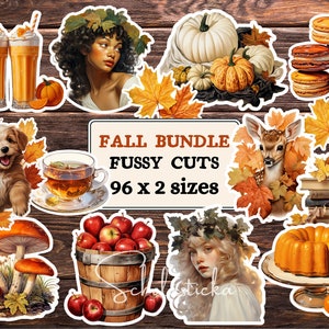 Fall Fussy Cuts Bundle, Fall Junk Journal Ephemera, Herfststickers, Fall Fairies, Pompoenen, Scrapbooking Benodigdheden, Afdrukbare JPG-vellen