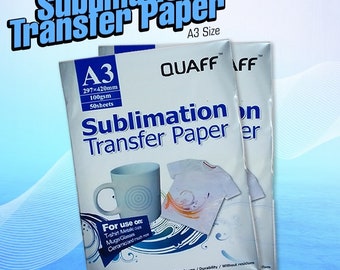 Papel de sublimación Quaff tamaño A3/A4, 100 g/m², secado rápido, paquete de 100 hojas, bueno para tazas, camisetas, bolígrafos, gorras, cerámica y más