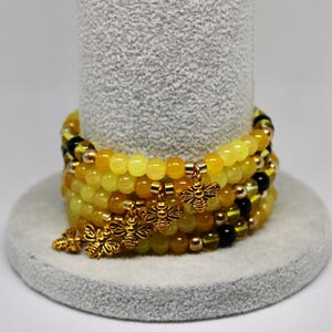 Bee Charm Bracelet | Yellow Beaded Bracelet | Bumblebee Jewelry | Nature-Inspired Gift | Cute Spring Accessory | Stretch Bracelet