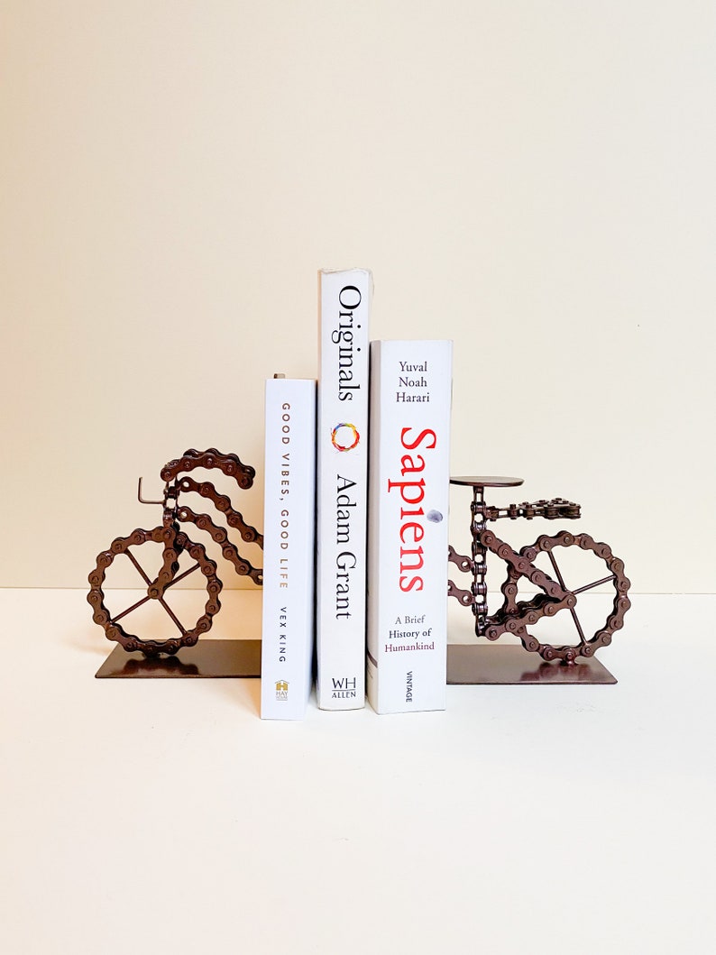 Bicycle Chain Copper Bookend, Modern Bookend Ends, Book End Unique