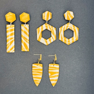 Mustard and white collection 2 - handmade polymer clay earrings