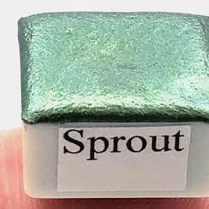 Green mica metallic watercolor, sparkly colorshift handmade art gift for artists in calligraphy, hand lettering, junk journaling, painting
