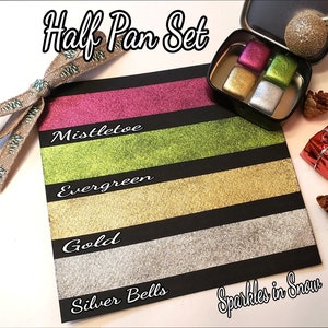 Mirror Chrome mica metallic watercolor, sparkly colorshift handmade palette gift for artists in calligraphy, hand lettering, junk journaling