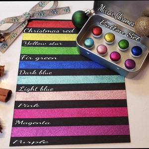 Mirror chrome mica metallic watercolor, sparkly colorshift handmade palette gift for artists in hand lettering, junk journaling, painting