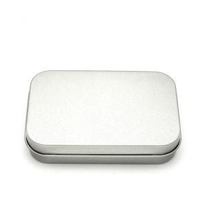 Silver empty hinged tin with lid, rectangular metal en plein air watercolor palette art supply container gift for artist Half and Full Pans