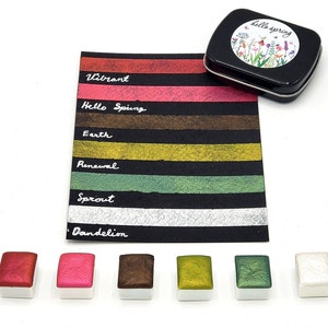 Mica metallic watercolor, sparkly colorshift handmade palette gift for artists in calligraphy, hand lettering, junk journaling, painting