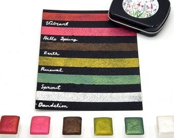 Acuarela metálica de mica, paleta hecha a mano con cambios de color brillantes, regalo para artistas en caligrafía, letras a mano, diario basura, pintura