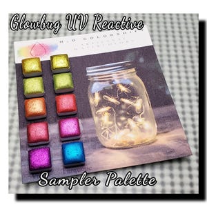 Mirror chrome mica metallic watercolor dot card sampler, handmade sparkly palette for artists in painting, hand lettering, junk journaling