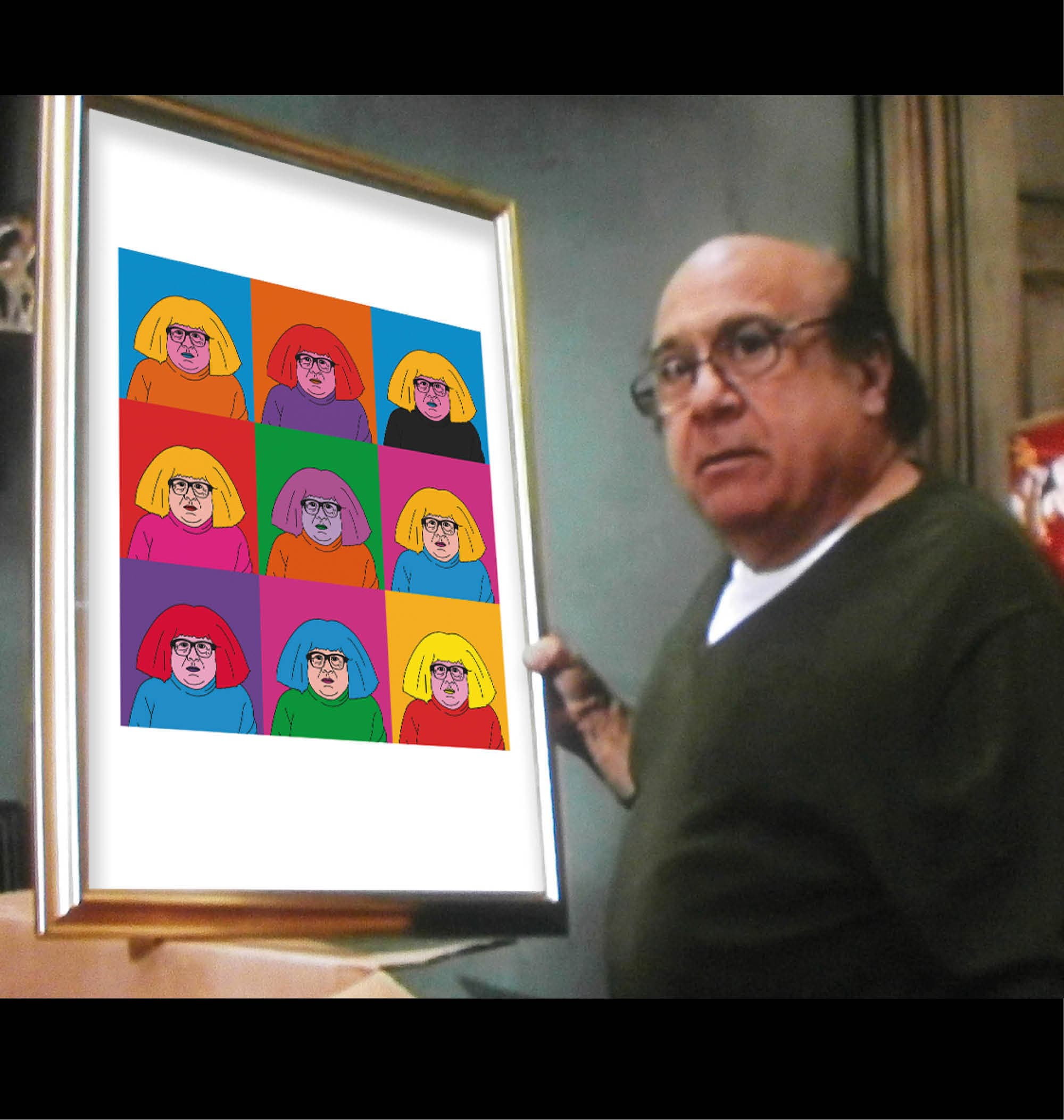 Danny DeVito portraying the art collector Ongo Gablogian in It's Always Sunny in Philadelphia