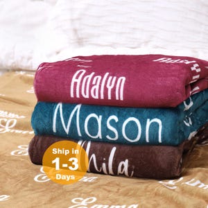 Custom Name Blanket, Personalized Name Blanket for Her,  Personalized Blanket with Name, Birthday Gift Christmas, Personalized Holiday Gift