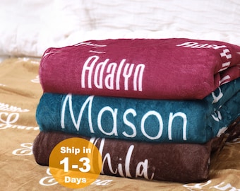 Custom Name Blanket, Personalized Name Blanket for Her,  Personalized Blanket with Name, Birthday Gift Christmas, Personalized Holiday Gift